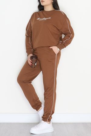 Biyeli 2 İplik Büyük Beden Eşofman Takımı Kahve - 50805.1857.