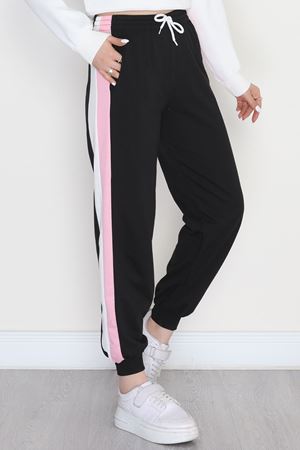 Paça Lastikli Eşofman Altı Siyahpembe - 41849.1005.