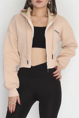3 İplik Kompakt Oversize Fermuarlı Sweat Bej - 42501.1878.