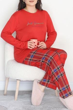 Şardonlu Milan Büyük Beden Pijama Takımı Ekose - 665.1287.