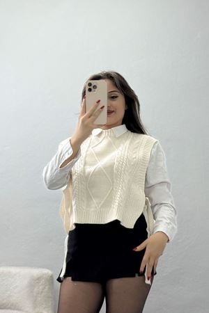 Püsküllü Süveter Latte - 355.1577.