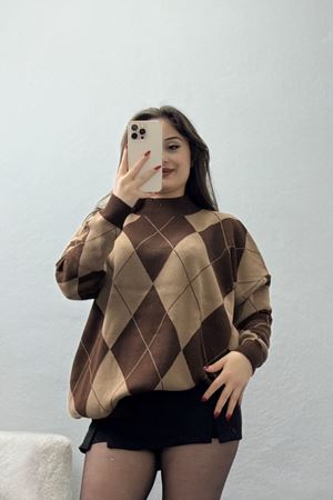 Etnik Desen Triko Kahvemocha - 3038.1577.