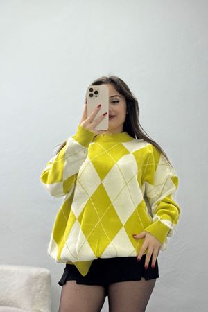 Etnik Desen Triko Yağyeşililatte - 3038.1577.