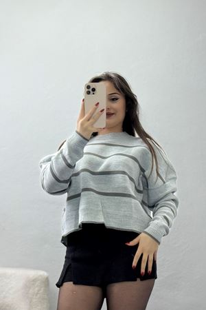 Çizgili Crop Triko Grifüme - 3100.1577.