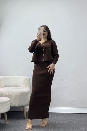 Elbise Ceket Triko Takım Kahve - 3064.1577.