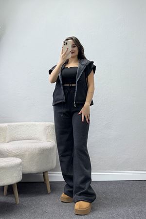 3 İplik Şardonlu Yelekli Takım Antrasit - 42200.1857.