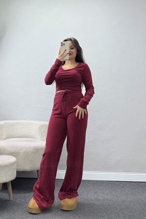 Parmak Geçmeli İnterlok Fitilli Takım Bordo - 90959.1748.