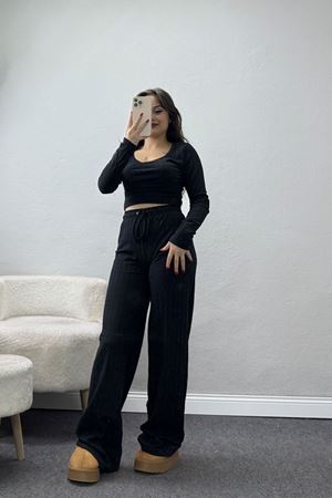 Parmak Geçmeli İnterlok Fitilli Takım Siyah - 90959.1748.