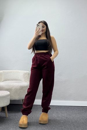 Paça Lastikli Polar Eşofman Altı Bordo - 51001.053.