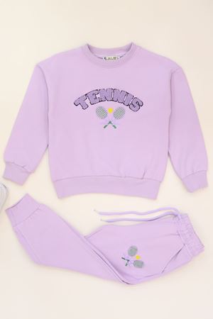 6-9 Yaş Şardonlu Yumoş Kumaş Takım Lila - 6264361.1576.