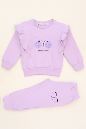 2-5 Yaş Şardonlu Yumoş Kumaş Takım Lila - 5264329.1576.