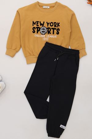 6-9 Yaş Şardonlu Yumoş Kumaş Takım Camel - 2264058.1576.