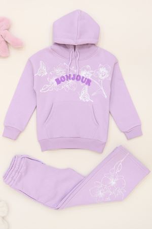 6-9 Yaş Şardonlu Yumoş Kumaş Takım Lila - 6264259.1576.