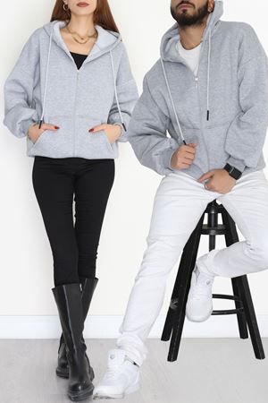 3 İplik Kompakt Oversize Sweat Gri - 42502.1878.