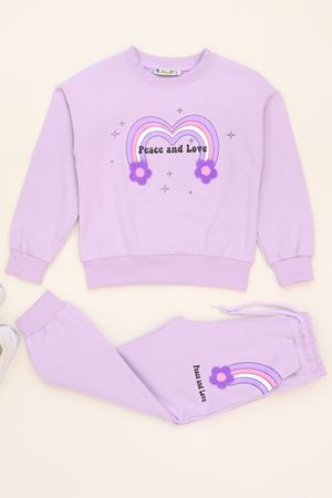 6-9 Yaş Şardonlu Yumoş Kumaş Takım Lila - 6264360.1576.