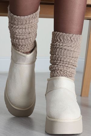 Yüksek Taban İçi Kürklü Bot Krem - 31467.264.