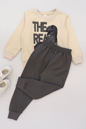 4-10 Yaş 2 İplik Şardonlu İkili Takım Füme - 52036.1776.