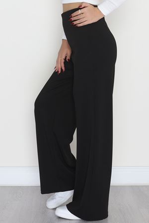 Full Likra İthal Krep Yandan Fermuarlı Pantolon Siyah - 90161.1837.