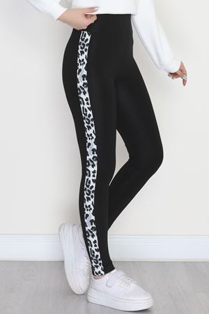 Şeritli Şardonlu Dalgıç Tayt Siyahleopar - 52025.1098.