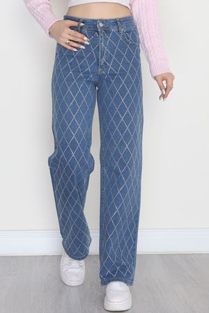 Taşlı Palazzo Kot Pantolon Mavi - 31362.2001.