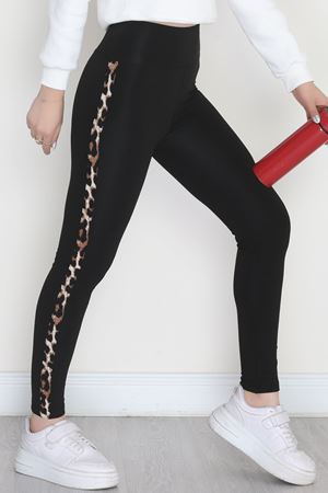 Şeritli Şardonlu Dalgıç Tayt Siyah - 52025.1098.