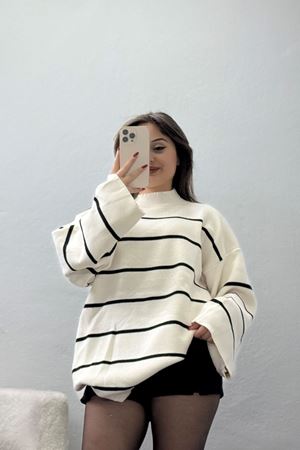 Yarım Balıkçı Yaka Triko Bluz Lattesiyah - 3066.1577.