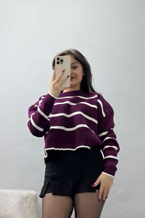 Çizgili Crop Triko Morlatte - 3100.1577.