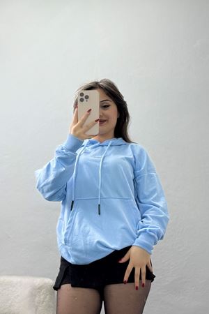 2 İplik Kapşonlu Baskılı Sweatshirt Bebemavi - 31316.1878.