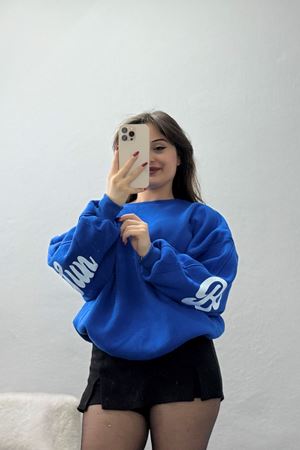 3 İplik Şardonlu Oversize Sweat Saks - 50921.1878.