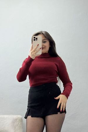 Balıkçı Yaka Triko Bordo - 70807.2052.