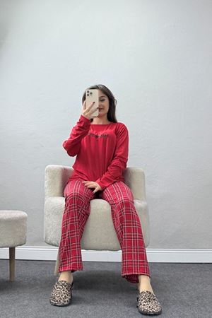 Baskılı Uzun Kol Takım Kırmızısiyah - 664.1287.