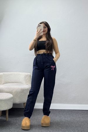 Baskılı Paça Lastik Eşofman Altı Lacivertpembe - 41316.1431.