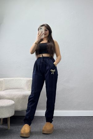 Baskılı Paça Lastik Eşofman Altı Lacivertsarı - 41316.1431.