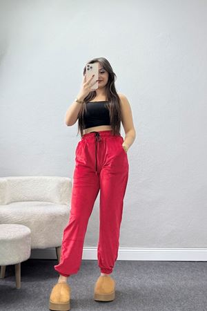 Fransız Kadife Likralı Eşofman Altı Kırmızı - 80902.1301.