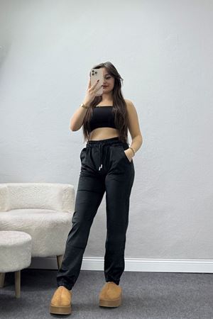 Fransız Kadife Likralı Eşofman Altı Siyah - 80902.1301.