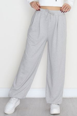 2 İplik Pileli Eşofman Altı Gri - 52008.1857.