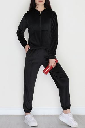 Fermuarlı Kadife Takım Siyah - 348.1287.