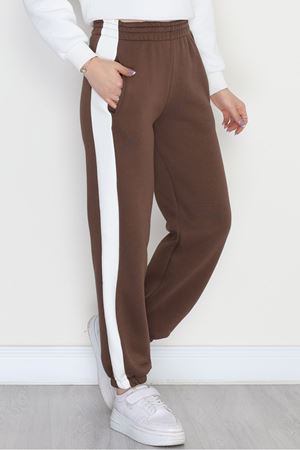 3 İplik Paça Lastikli Eşofman Altı Acıkahve - 42521.1878.