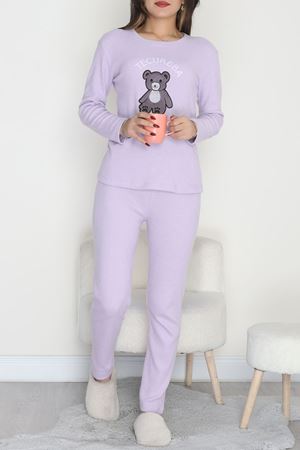 Nakışlı İnterlok Pijama Takımı Açıklila - 800.1287.