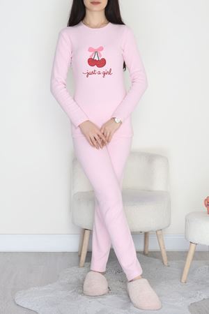 Nakışlı İnterlok Pijama Takımı Pembe - 800.1287.
