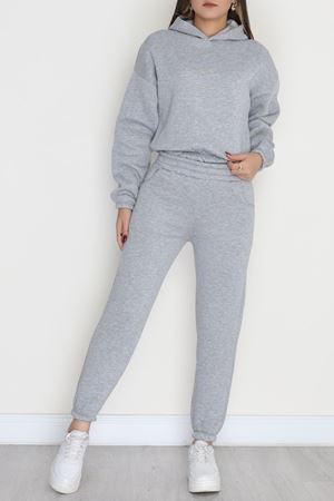 3 İplik Şardonlu Eşofman Takımı Gri - 52049.1878.