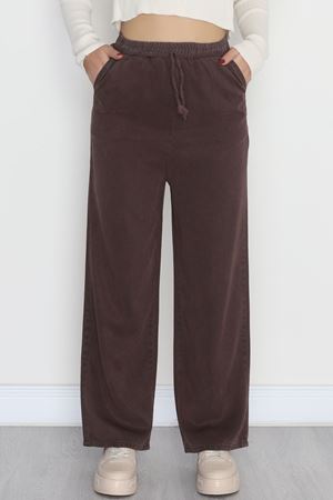 Lastikli Palazzo Gabardin Kot Pantolon Kahve1 - 31559.2088.