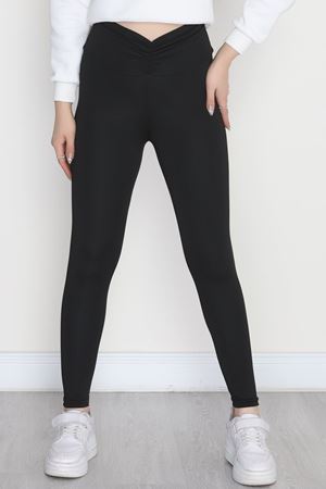 Beli Büzgülü Dalgıç Tayt Siyah - 52012.1005.