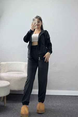 Fermuarlı Kadife Takım Siyah - 348.1287.