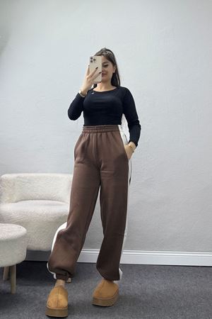 3 İplik Paça Lastikli Eşofman Altı Acıkahve - 42521.1878.