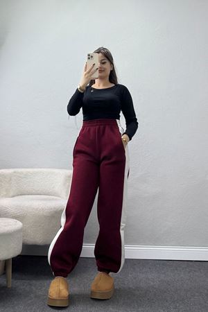 3 İplik Paça Lastikli Eşofman Altı Bordo - 42521.1878.