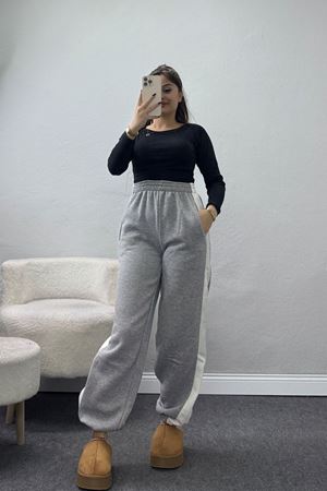 3 İplik Paça Lastikli Eşofman Altı Gri - 42521.1878.