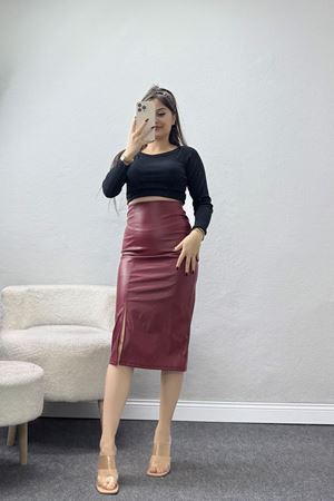 Deri Kalem Etek Bordo - 51043.1223.