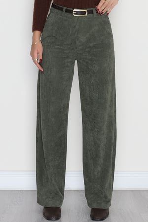 Fitilli Likralı Kadife Pantolon Haki - 51027.1920.