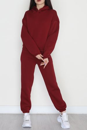 3 İplik Şardonlu Eşofman Takımı Bordo - 52049.1878.